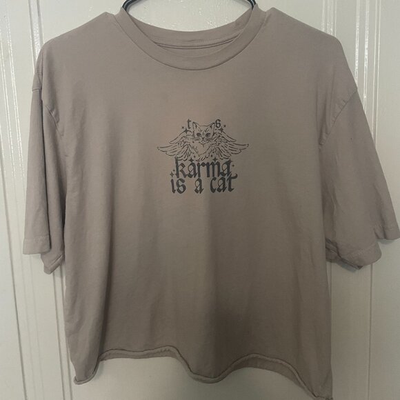 Taylor Swift Midnights Eras Tour Official Merch Karma is a Cat Crop Shirt Size M - Picture 1 of 2